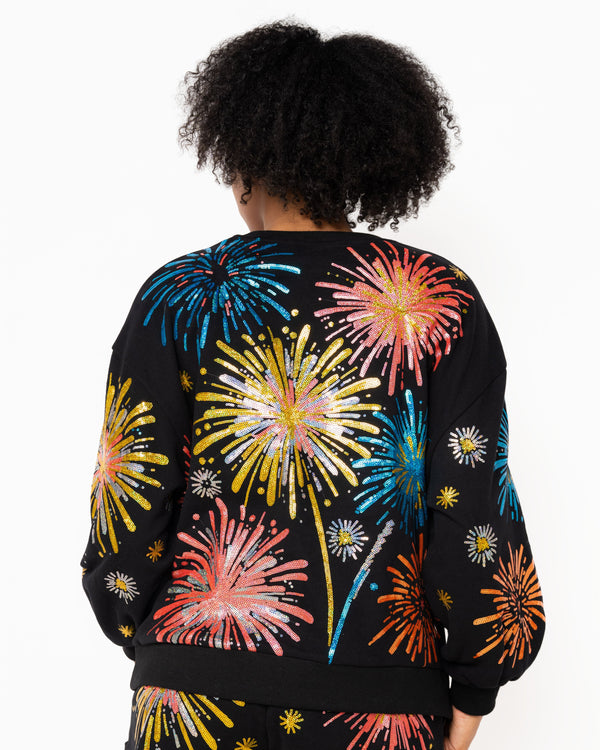 Black Bright Firework Sweatshirt- (Women's)