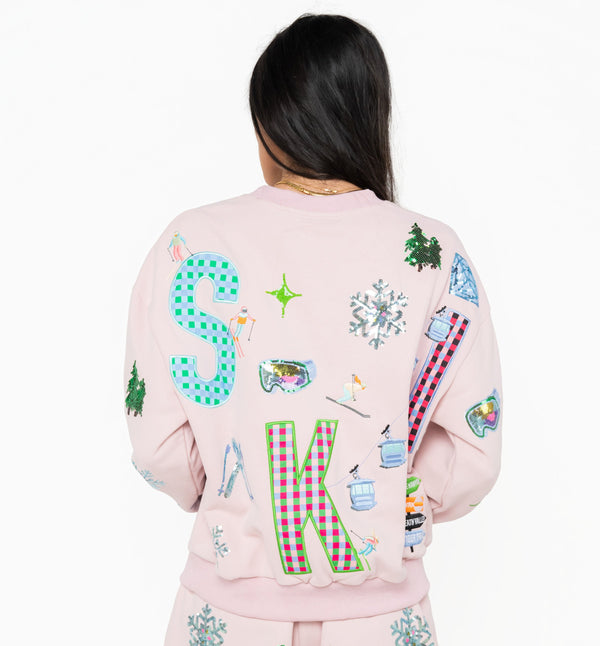 Pink 'ski' Icon Sweatshirt- (Women's)