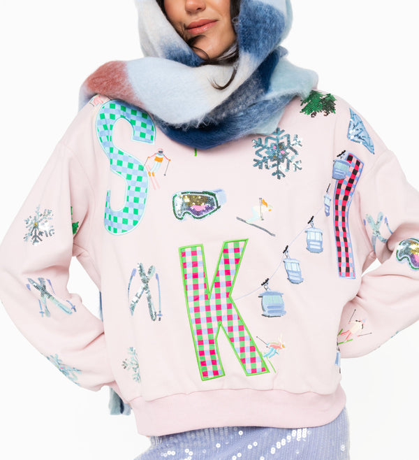 Pink 'ski' Icon Sweatshirt- (Women's)