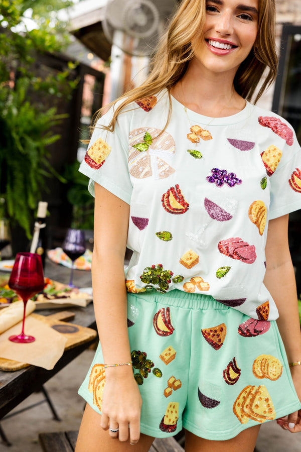 Mint Wine & Charcuterie Tee- Women's