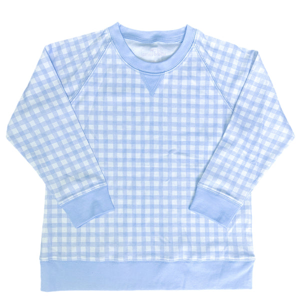Sidney Knit Sweatshirt- Blue Gingham