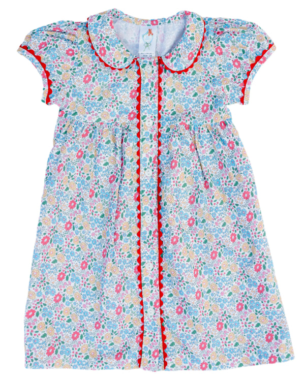 Floral Dress W/ Ric Rac Trim