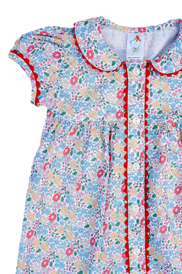 Floral Dress W/ Ric Rac Trim