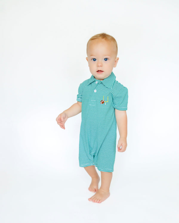 Game Day Polo Romper- Green