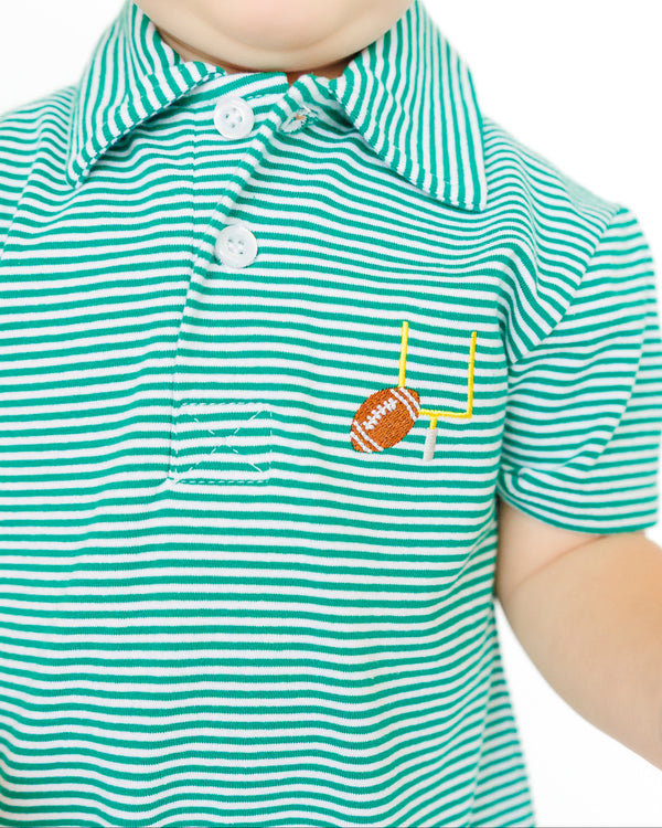 Game Day Polo Romper- Green