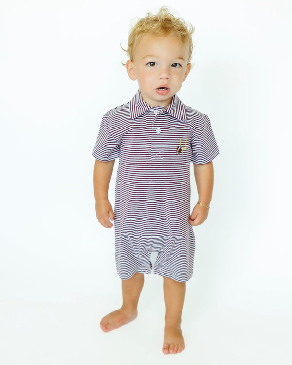 Game Day Polo Romper- Maroon