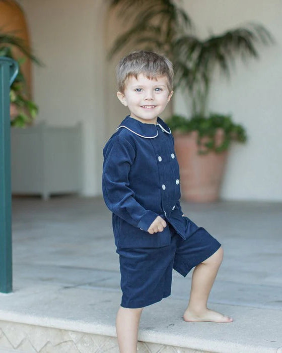 Navy Corduroy- Dressy Short Set