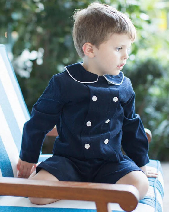 Navy Corduroy- Dressy Short Set