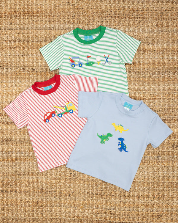 Golf Knit T-Shirt- Green Stripe