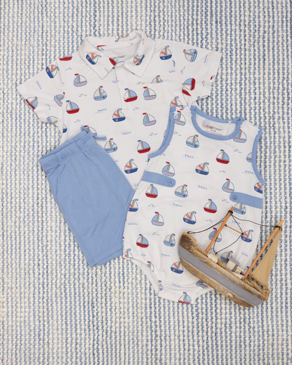 Bubbly Sailboats Polo Short Set