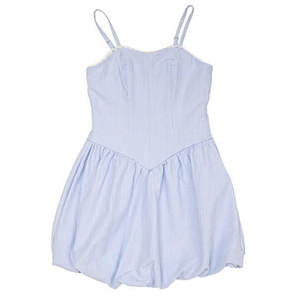 Smocked Back Seersucker Sundress- Blue