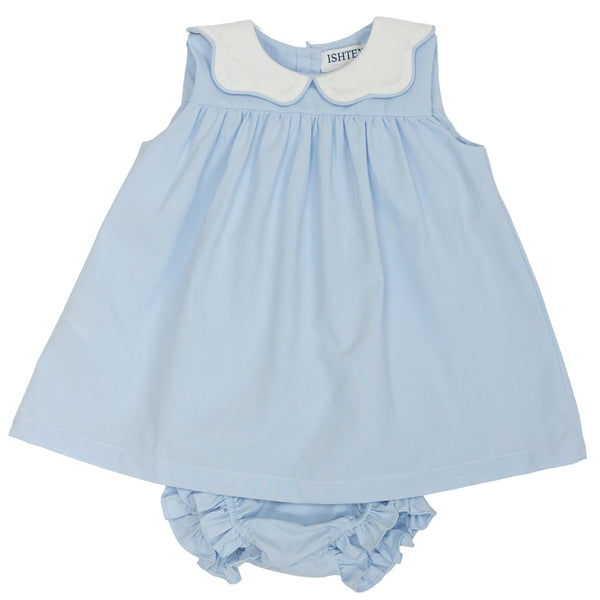 Blue Poplin Infant Dress