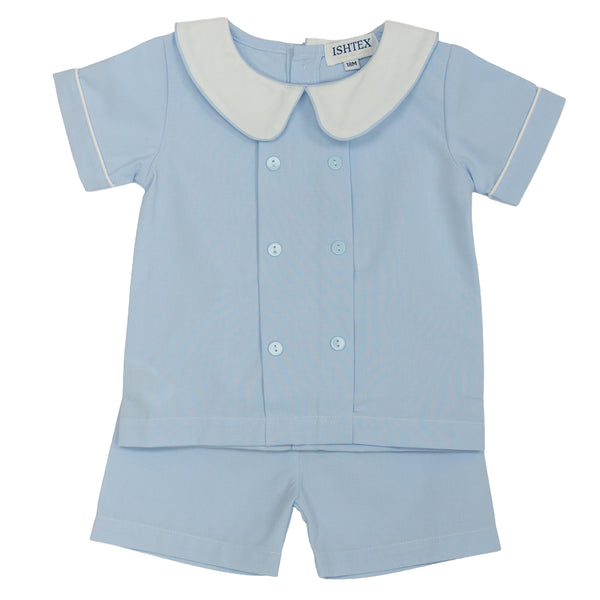 Blue Poplin Short Set