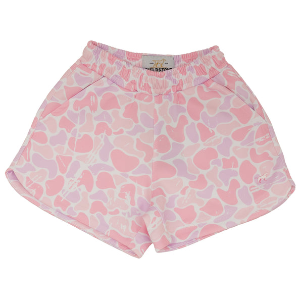 Youth Leisure Shorts- Pink Camo