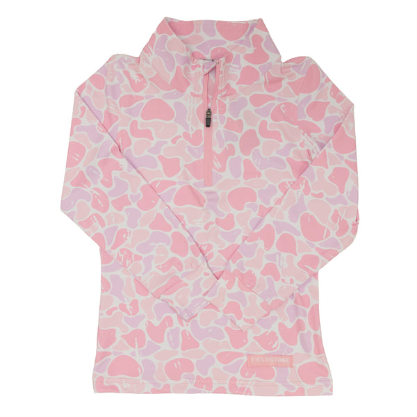 Youth Performance Quarter Zip- Pink Camo