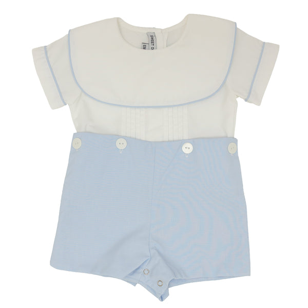 Button Suit- Blue/White