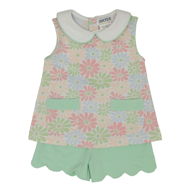 Retro Flower Short Set