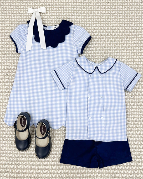 Blue Plaid Short Set