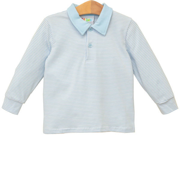 Michael Polo LS- Light Blue Stripe