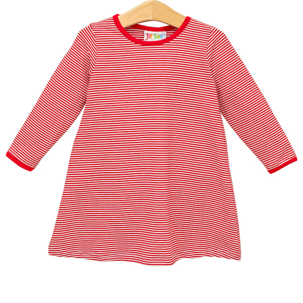 Sarah Dress LS- Red Stripe