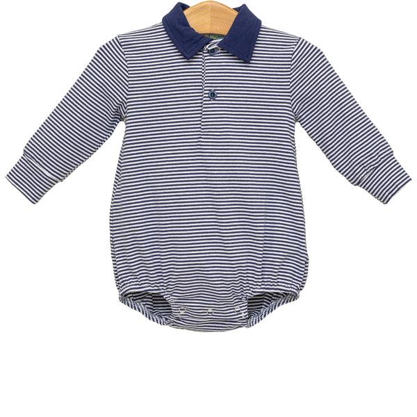 Michael Polo Bubble LS- Navy Stripe