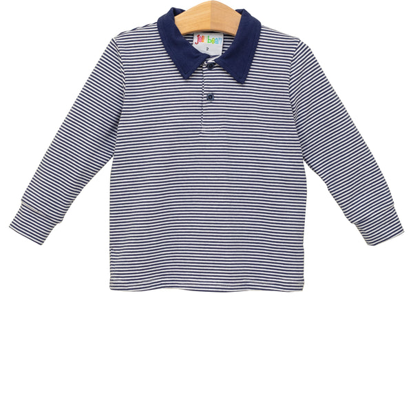 Michael Polo LS- Navy Stripe