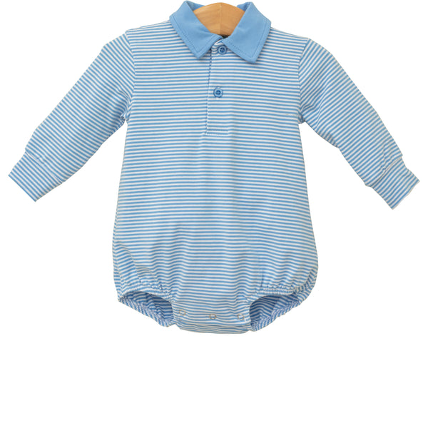Michael Polo Bubble LS- Cornflower Blue Stripe