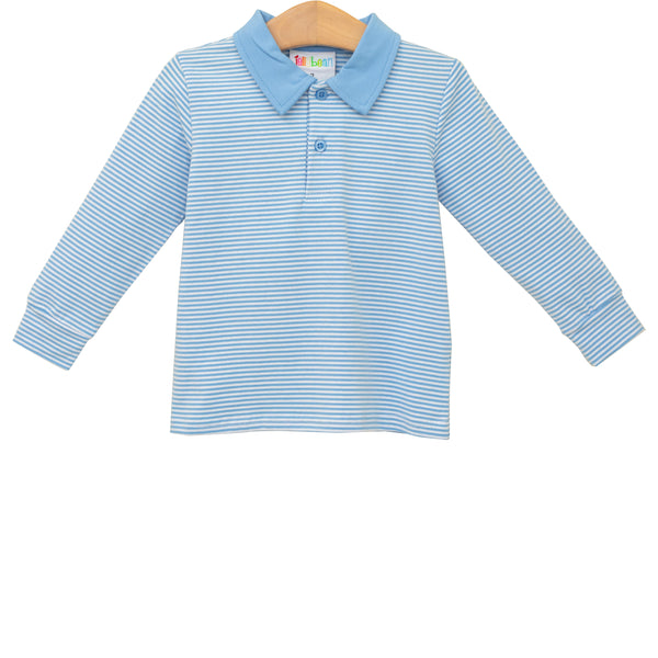 Michael Polo LS- Cornflower Blue Stripe