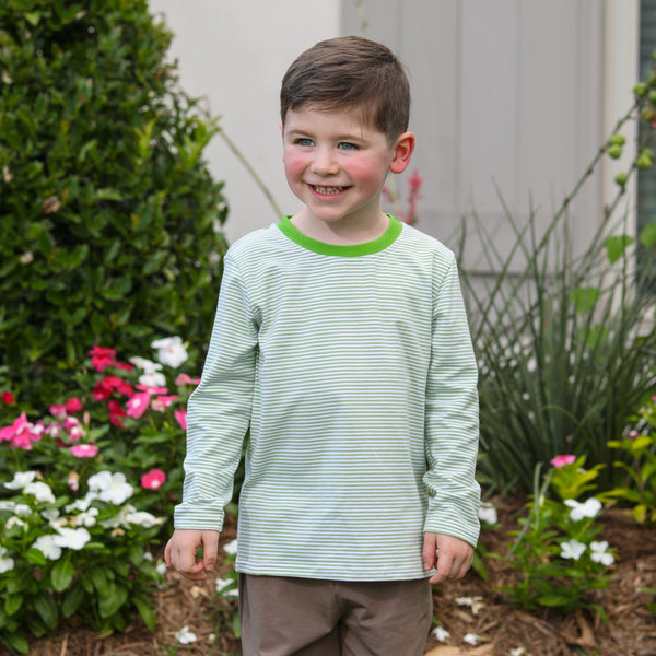 James LS Shirt- Moss Green Stripe