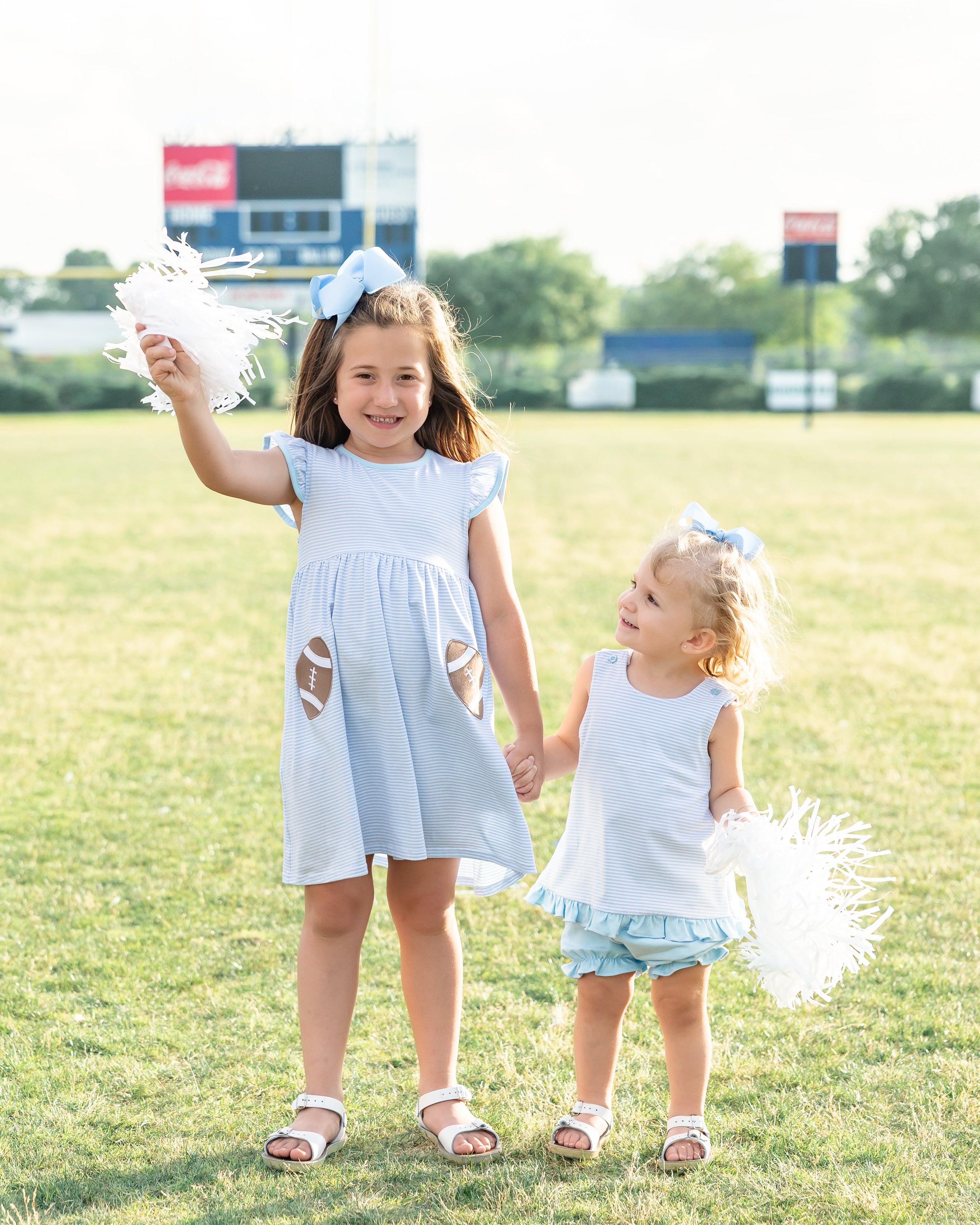 light blue game day dress One Sweet Day Gathered Bust A-Line Dress Steel Blue