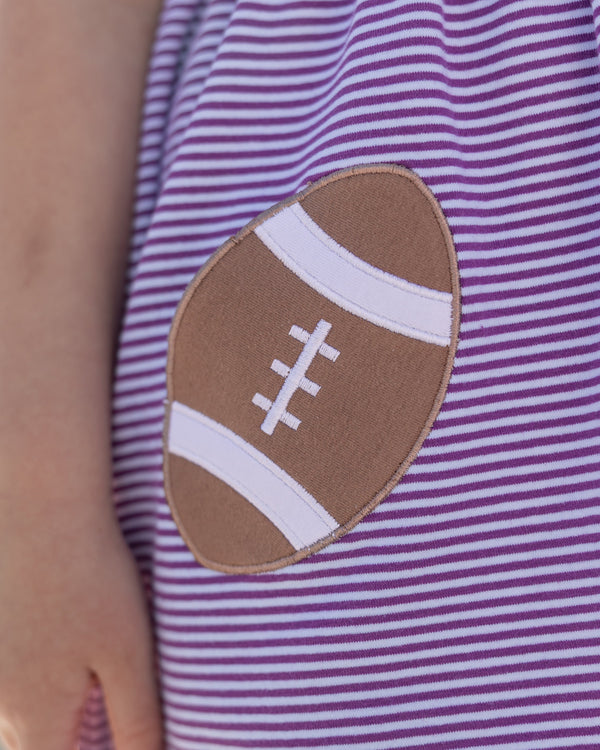 Let's Cheer! Football Pocket Dress- Purple Stripe
