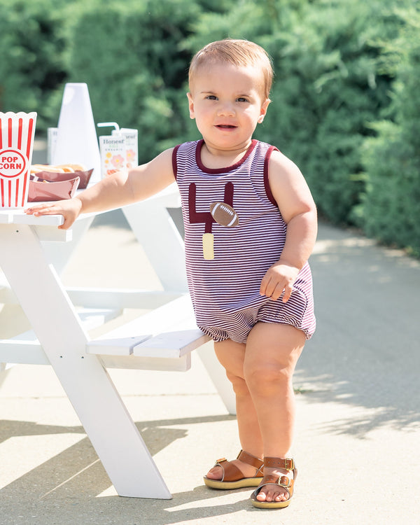 Down, Set, Hut Bubble- Maroon Stripe