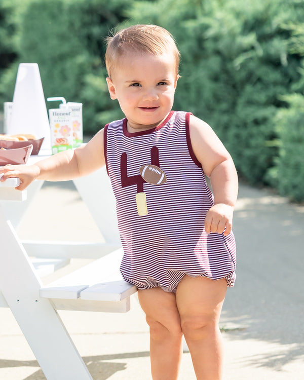 Down, Set, Hut Bubble- Maroon Stripe