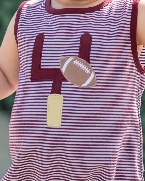 Down, Set, Hut Bubble- Maroon Stripe