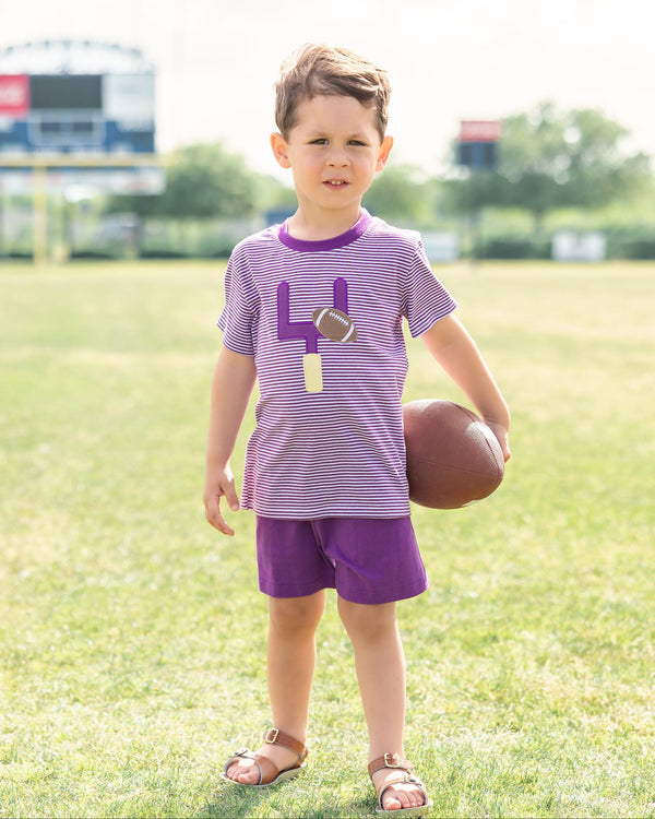 Down, Set, Hut Shirt- Purple Stripe