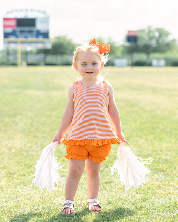 Let's Cheer! Swing Back Bloomer Set- Orange Stripe
