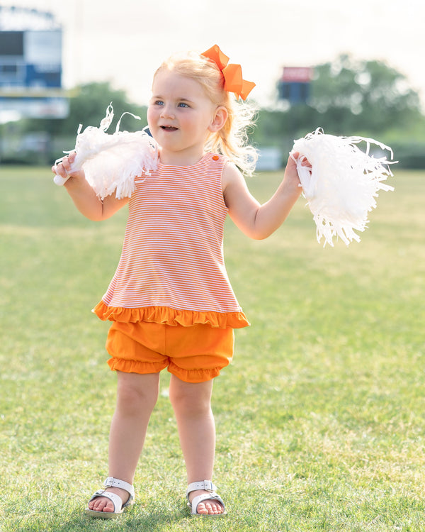 Let's Cheer! Swing Back Bloomer Set- Orange Stripe