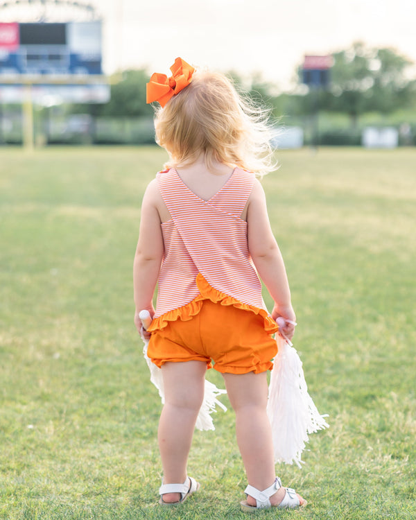 Let's Cheer! Swing Back Bloomer Set- Orange Stripe