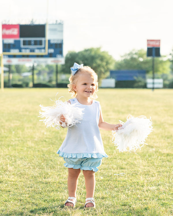 Let's Cheer! Swing Back Bloomer Set- Light Blue Stripe