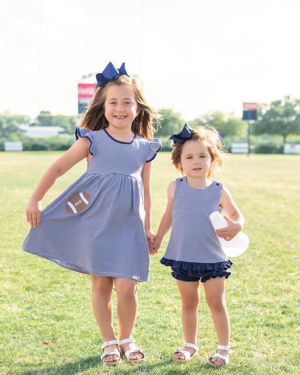 Let's Cheer! Swing Back Bloomer Set- Navy Stripe
