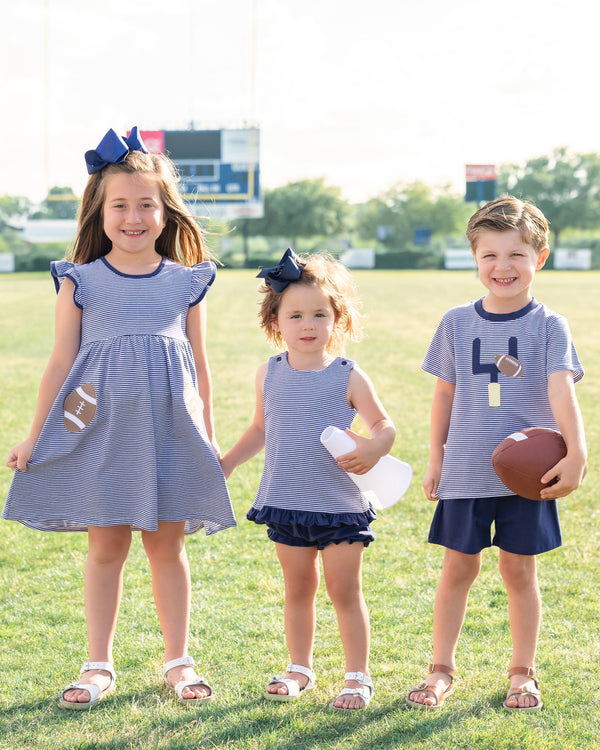 Let's Cheer! Swing Back Bloomer Set- Navy Stripe