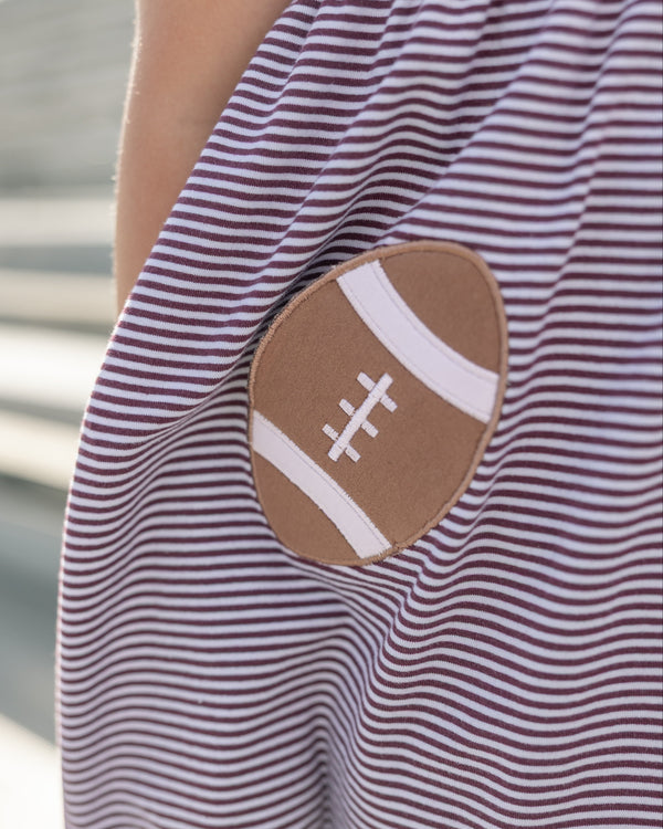 Let's Cheer! Football Pocket Dress- Maroon Stripe