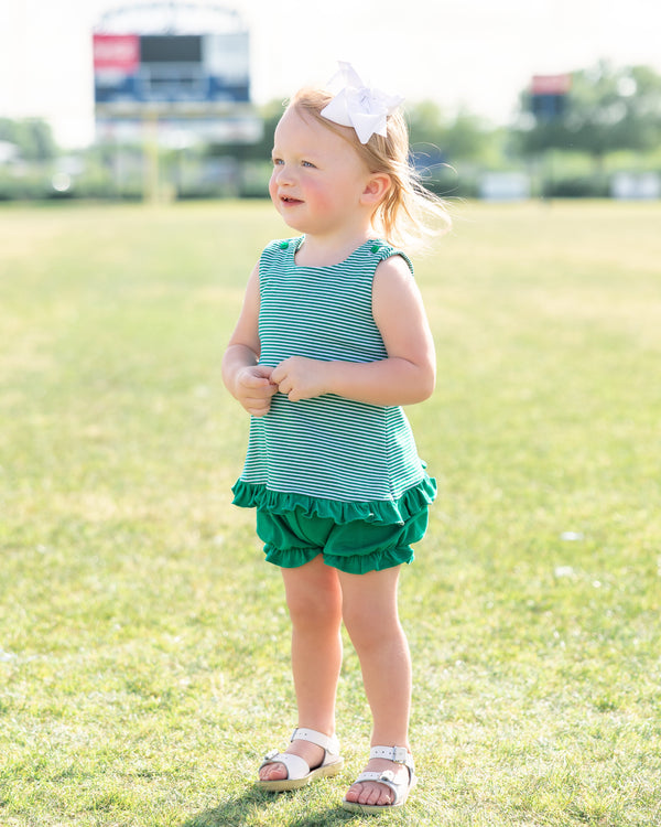 Let's Cheer! Swing Back Bloomer Set- Green Stripe