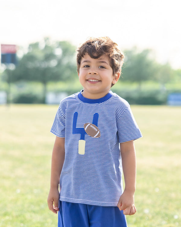 Down, Set, Hut Shirt- Royal Blue Stripe