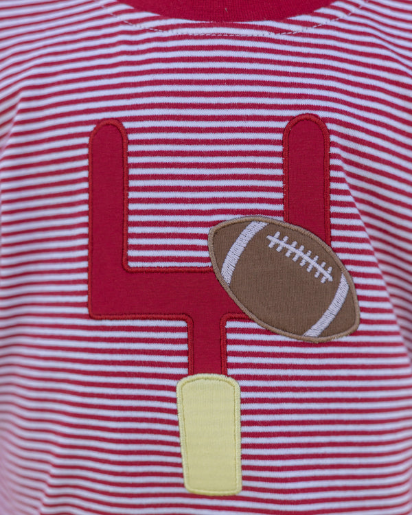 Down, Set, Hut Shirt- Crimson Stripe