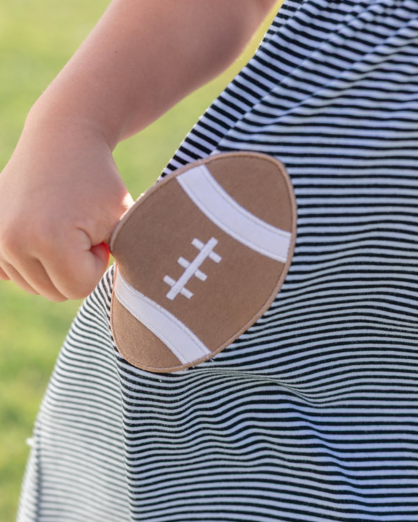 Let's Cheer! Football Pocket Dress- Black Stripe