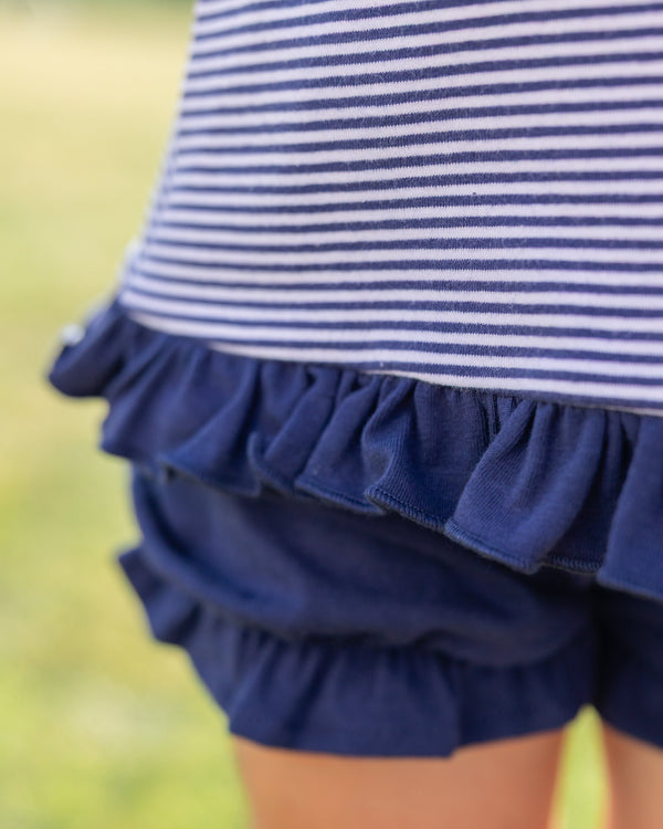 Let's Cheer! Swing Back Bloomer Set- Navy Stripe