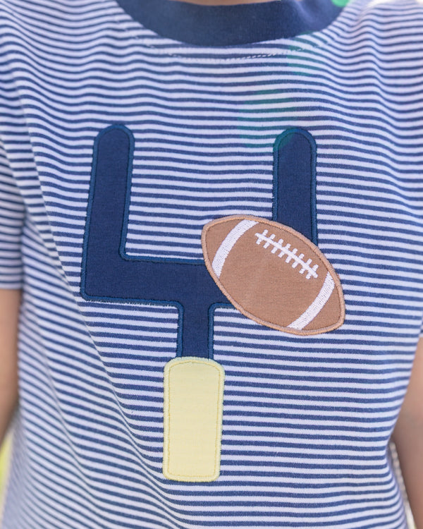 Down, Set, Hut Shirt- Navy Stripe