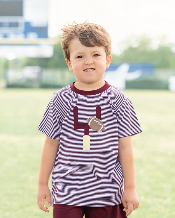 Down, Set, Hut Shirt- Maroon Stripe