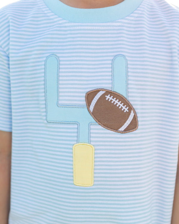 Down, Set, Hut Shirt- Light Blue Stripe